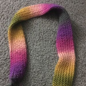 Colorful hand-knit scarf